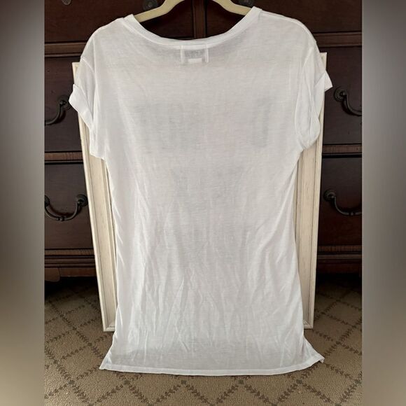 Madison & Berkeley white cap sleeve t-shirt with Donut Talk To Me text NWOT XS - Picture 4 of 9